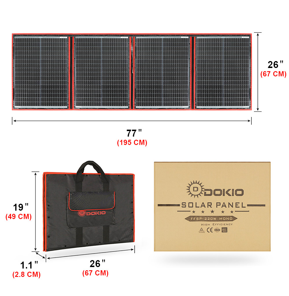 Dokio marca flexível dobrável  - Solar Panel 200W avaliação e preço